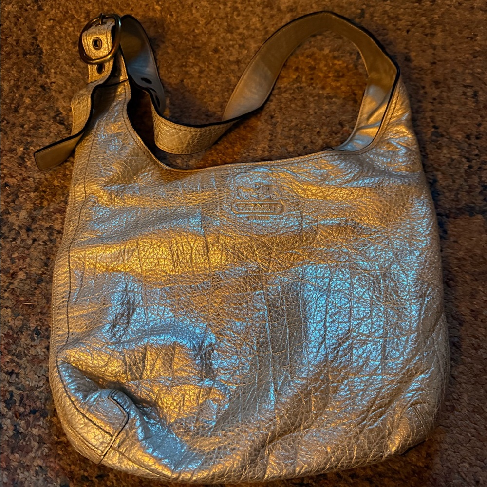 Coach- Metallic Silver Hobo Bag